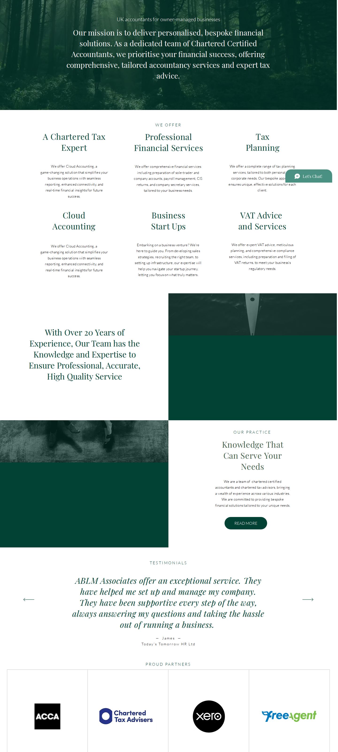 ABLM Associates' website before the rebuild